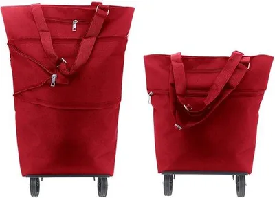 Immagine prodotto di Ibenzoa® Carrello pieghevole per la spesa con ruote – 2-in-1: borsa a tracolla e carrello, tessuto Oxford idrorepellente, struttura in metallo pieghevole, ruote silenziose
