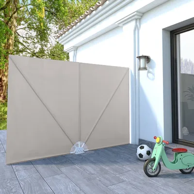 Image de The Living Store Éventail latéral de terrasse pliable Crème 240×160 cm