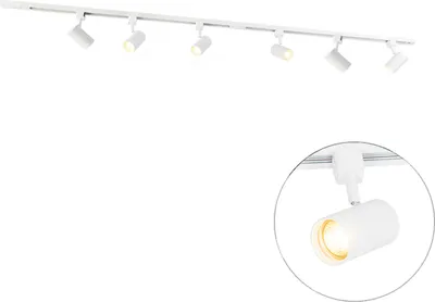 Zdjęcie produktu dla QAZQA - Nowoczesny system szyn I Spotlight I Reflektor sufitowy I Reflektor sufitowy I Reflektor z 6 białymi punktami I Spotlight I Reflektor sufitowy I Reflektor sufitowy I Reflektor I Lampa I Oprawy oświetleniowe 1-fazowe 200 cm - I