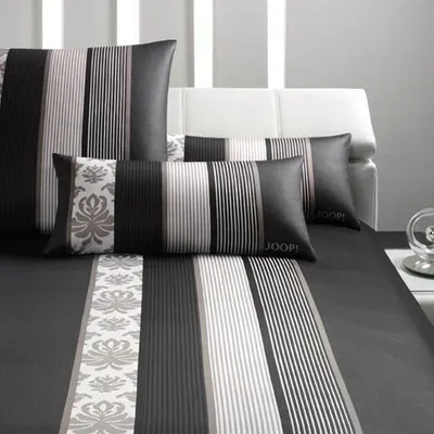 Produktbild von JOOP! Mako-Satin Bettwäsche 4022 Ornament Stripe Farbe schwarz Größe 155x220 cm