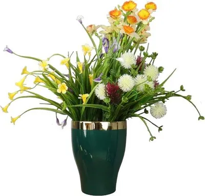 Produktbild von Keramischer Blumentopf H 17,5 cm - Flaschengrün mit goldenem Rand