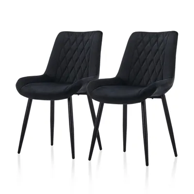 Produktbild von CLIPOP Esszimmerstuhl, 2er Set Samt Küchenstuhl, Wohnzimmerstuhl, Sessel mit Metallbeine, Schwarz
