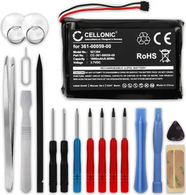 Immagine prodotto di CELLONIC 1x Batteria per Navigatore GPS Compatibile con Garmin Zumo 390LM, Zumo 350, zumo 340LM, 361-00059-00 – (1800mAh, 3.7V) + Set di strumento
