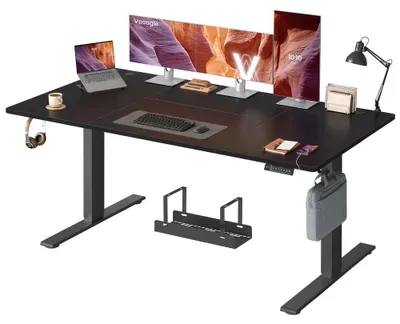 Zdjęcie produktu dla Biurko regulowane z portem USB i pamięcią ustawień, czarny