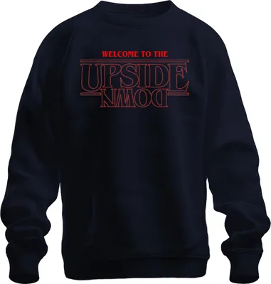 Produktbild von WELCOME TO THE UPSIDE DOWN Stranger Horror 80s Retro Demogorgon Uni Sweatshirt Pullover, Navy, L