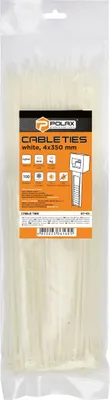 Produktbild von Kabelbinder, Nylon, weiß, 4 x 350 mm, 100 Stück Polax