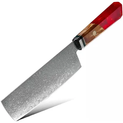 Obrázok produktu pre Damaškový kuchynský nôž KU-20013 - Cleaver/Červená KP20013