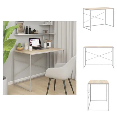 Obrázek produktu pro vidaXL Počítačový stůl bílý a dubový vzhled 110x60x70 cm materiál na bázi dřeva - Stoly