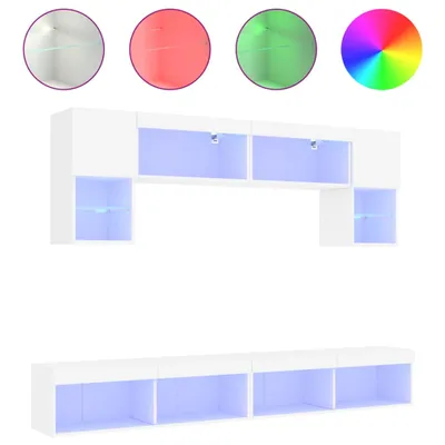 Immagine prodotto di vidaXL pensile a 6 pezzi con illuminazione a LED in legno bianco