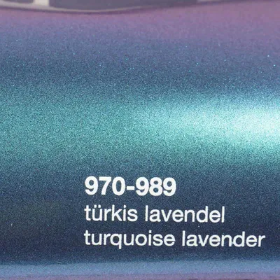Produktbild von (25€/m²) Oracal 970RA Autofolie 989G Türkis-Lavendel Glanz Folie 152 cm Breite Laufmeterware gegossene Auto Folie selbstklebend