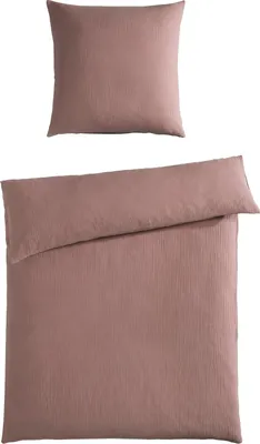 Produktbild von Musselin-Bettwäsche - 155 x 220 cm - Mauve - Baumwolle - mit Knopfleiste