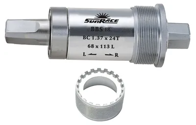 Image de SunRace BBS19, jeu de pédalier carré BSA, 127 mm, aluminium, argenté