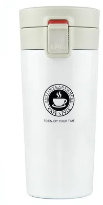 Thermosbecher 380 ml, Edelstahl, doppelwandig, BPA-frei, weiß