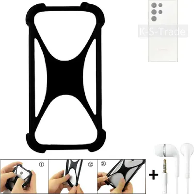 Produktbild von K-S-Trade Handy-Hülle + headphones kompatibel mit Samsung Galaxy S23 Ultra Schutz-Hülle Bumper Silikon Cover Case Silikoncase Silikonbumper TPU