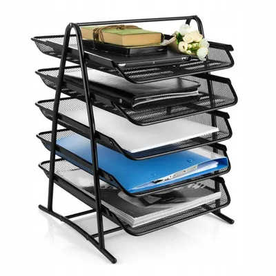 Produktbild von Dokumentenablage, Dokumenten Organizer, Briefablage Papier Büro Organizer aus Metall, 5 Fächer, Mesh Design Schreibtischablage für A4 Dokument
