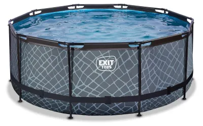 Produktbild von EXIT Stone Rahmenpool ø360, Aufstellpool, mit Sandfilteranlage, Rund, Grau
