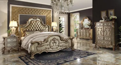 Produktbild von Schlafzimmer Set Nachttische Bett 5tlg. Barock Rokoko Antik Stil Holz Bett Neu