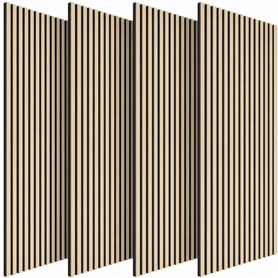 Image de Panneau acoustique mural 3D - 120 x 60 cm - Bois Burly - Lot de 4