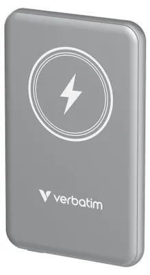 Produktbild von Verbatim Charge 'n' Go, 5000 mAh, Lithium Polymer (LiPo), Quick Charge 3.0, Kabelloses Aufladen, Grau