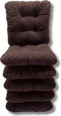 Zdjęcie produktu dla 6-Pak poduszki pikowane na krzesło brązowe 38x38x8 cm - 1021 zestaw do krzeseł rattanowych