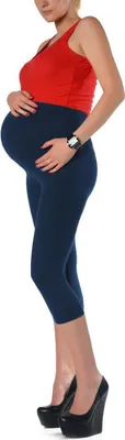 Produktbild von Umstandsleggings 3/4 Baumwolle Schwangerschaft Bauchbund EU Jeansblau S/36