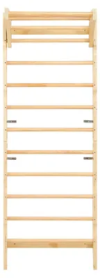 Image de SucceBuy Échelle murale suédoise 2-en-1, structure d'escalade en bois à 10 échelons, charge maximale de 100 kg, jouet d'escalade d'intérieur avec barre de traction, échelle murale (220 x 80 x 52 cm)