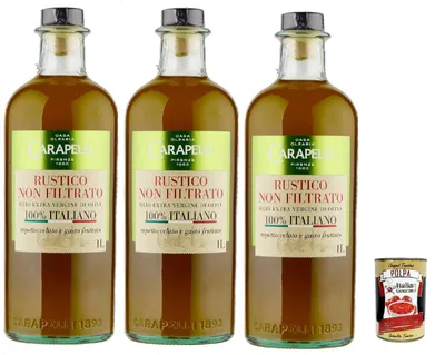 Produktbild von Carapelli Italian Gourmet Rustico, olio extra vergine di oliva non filtrato 3 x 1L