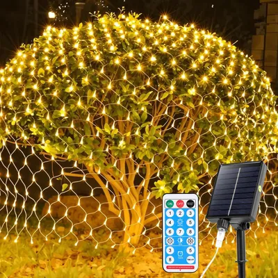 Produktbild von Bettizia LED Solar Lichternetz 3x2M Warmweiß Lichterkette Weihnachtsbeleuchtung Lichtervorhang Innen Außen Deko 8 Modi IP44