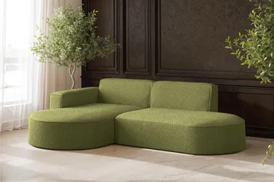 Obrázek produktu pro Rohová pohovka, designová pohovka ve tvaru L Modena látka Quelle Olive Levá