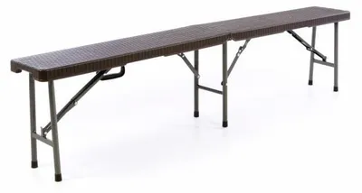 Zdjęcie produktu dla Ławka ogrodowa o wyglądzie rattanowym - brązowa 180 x 25 cm