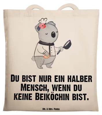 Produktbild von Mr. & Mrs. Panda Tote Bag Beiköchin Herz - Transparent - Geschenk, canvas tasche, Restaurant, Gastronomie, Einkaufstasche, Shopping, Beruf, Schultasche, Spruch