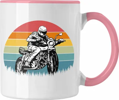 Produktbild von Trendation - Retro Tasse Geschenk Motorrad-Fahrer Geschenk Spruch Männer (Rosa)
