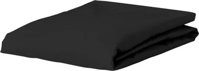 A folded black sheet is presented on a white background.