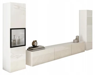 Obrázek produktu pro Moderní obývací stěna Berlin 180 cm bílý lesk do obývacího pokoje