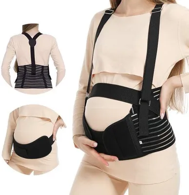 Image de Ceinture de grossesse, ceinture abdominale respirante, soutien dorsal, différentes tailles et couleurs (noir, L)