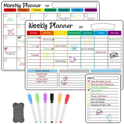 Produktbild von Magnetischer Kühlschrankkalender mit Trockenlösch-Set für Familienplanung