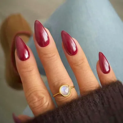 Immagine prodotto di Unghie finte a mandorla, colore rosso glitterato, 24 pezzi, materiale gel
