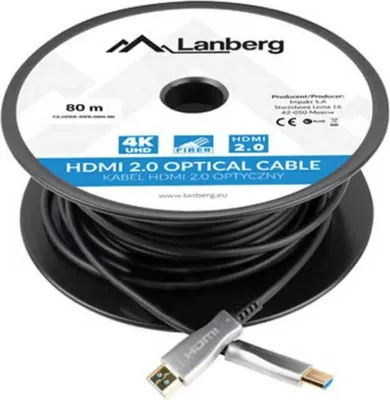 Imagen del producto de Lanberg CA-HDMI-20FB-0800-BK LANBERG HDMI M/M V2.0 KABEL 80M SCHWARZ OPTISCH AOC