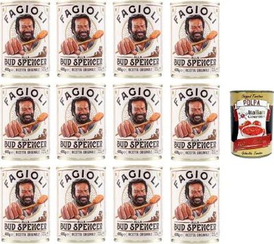 Produktbild von Bud Power- Bud-Spencer-Bohnen fertig zum Probieren 12x 400gr + Italian Gourmet polpa 400g