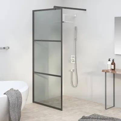 Produktbild von Hommie Duschwand für Walk-In Dusche 90x195 cm Dunkel ESG Glas Schwarz