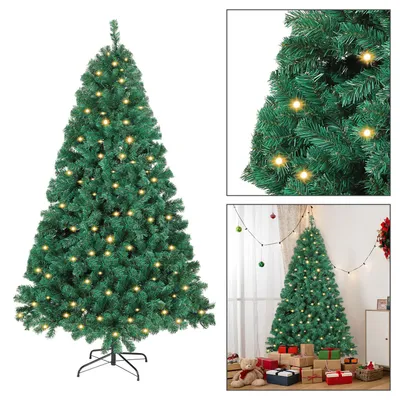 Zdjęcie produktu dla Sztuczne drzewko świąteczne Peviasot, 120 cm, z 150 diodami LED o ciepłej bieli, 340 gałęzi, wykonane z PVC i metalu, gałęzie automatycznie się otwierają, kolor zielony