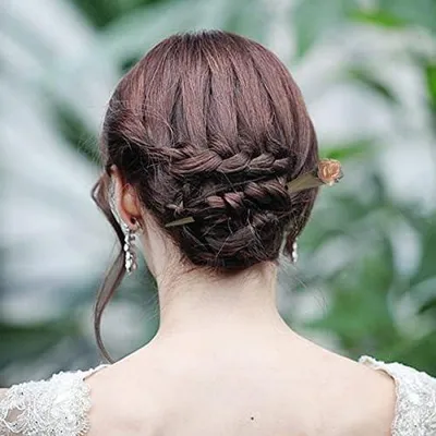 Imagen del producto de Horquillas con adornos florales y borlas de estilo vintage, pasadores en forma de U para sujetar moños, accesorio para el cabello para mujeres y niñas (estilo 38)
