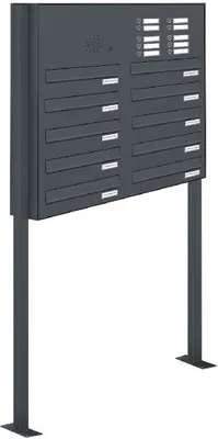 Produktbild von 10er Briefkastenanlage Standsystem Durchwurf - Klingel RAL 7016 Anthrazit