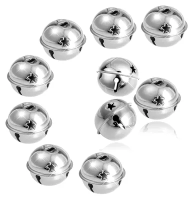 Weihnachtsglocken 4 cm, 10 Stück, Silber, Metall