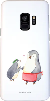 Produktbild von Mr. & Mrs. Panda Samsung Galaxy S9 Handyhülle Pinguin mit Kind - Weiß - Geschenk, Muttertag, Mutti, Hülle, Vorbild Mama, Handy Case, Familie, Schutzhülle, Cover, Mutter