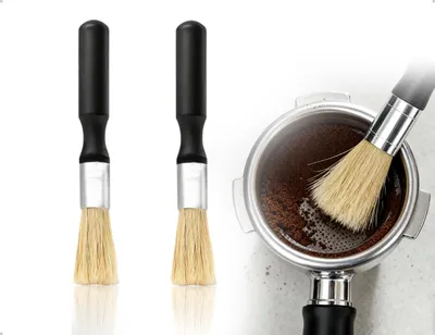 Barista-Bürsten-Set 2er-Pack, Reinigungsbürsten für Kaffeemaschinen, Schwarz