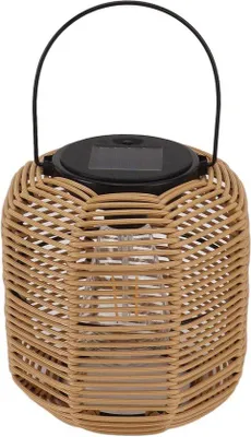 Immagine prodotto di Grande lampada decorativa a energia solare in rattan per esterni - lampada da tavolo a energia solare impermeabile per recinzioni da giardino, terrazze e giardini.