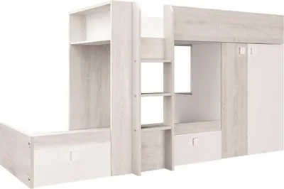 Image de Beau Lit superposé 90x190 cm (sommier à lattes non compris) - Pin/Blanc