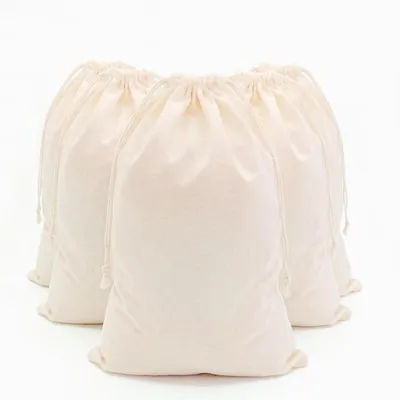 Image de Sacs en coton avec cordon de serrage, dimensions 30 x 45 cm, lot de 10