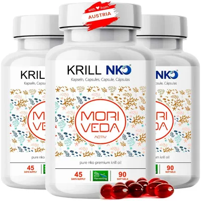 Produktbild von NKO® Krillöl Softgel I hochwertiges Omega 3, 6, 9, Astaxanthin, Vitamin E, Choline & Phospholipide I 270 Stk.